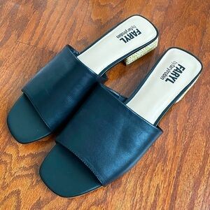 Faryl by Farylrobin Black Sandals with Woven Raffia Heel, 10